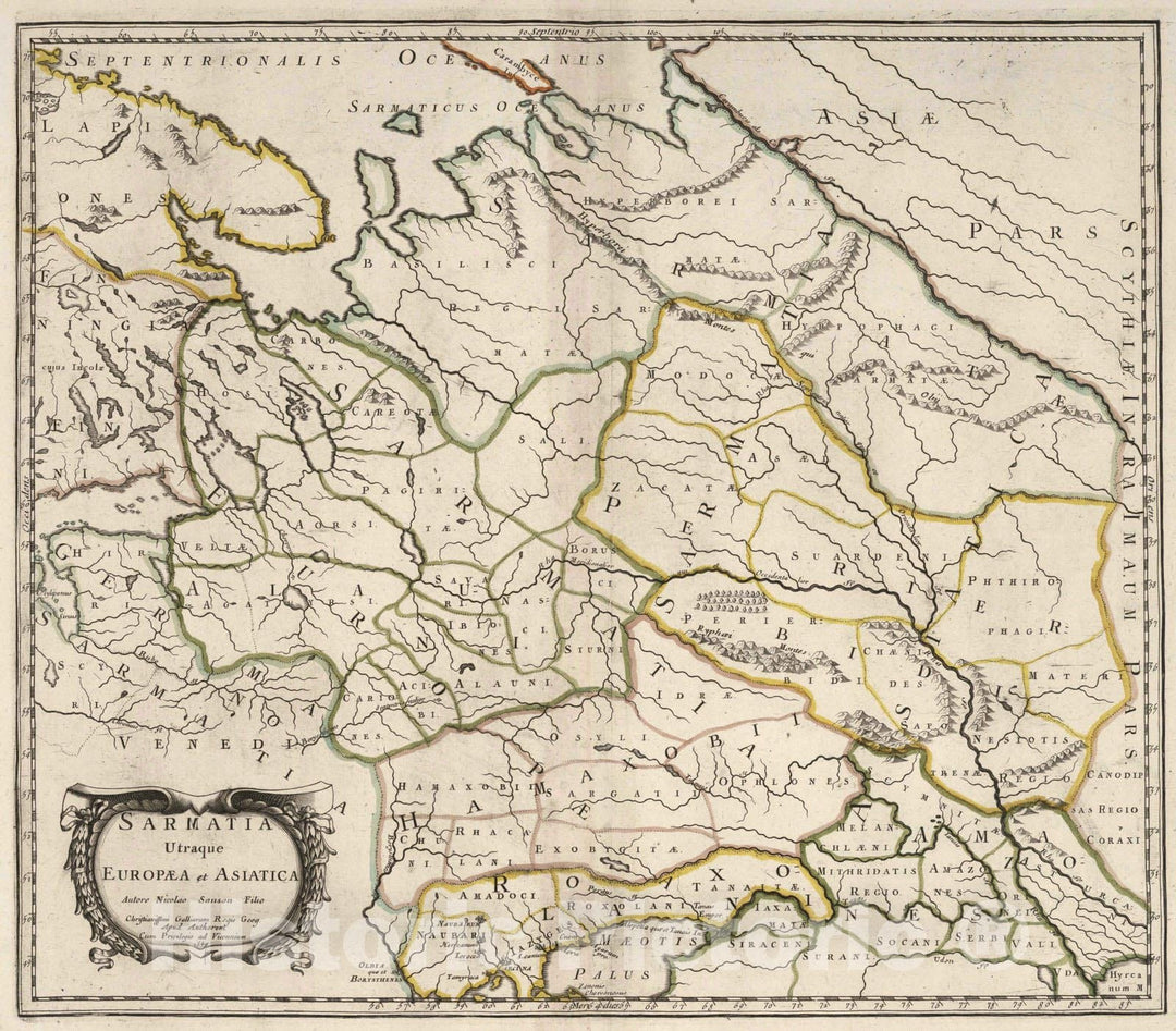 Historic Map : 1679 Sarmatia, Western Asia, Russia. - Vintage Wall Art