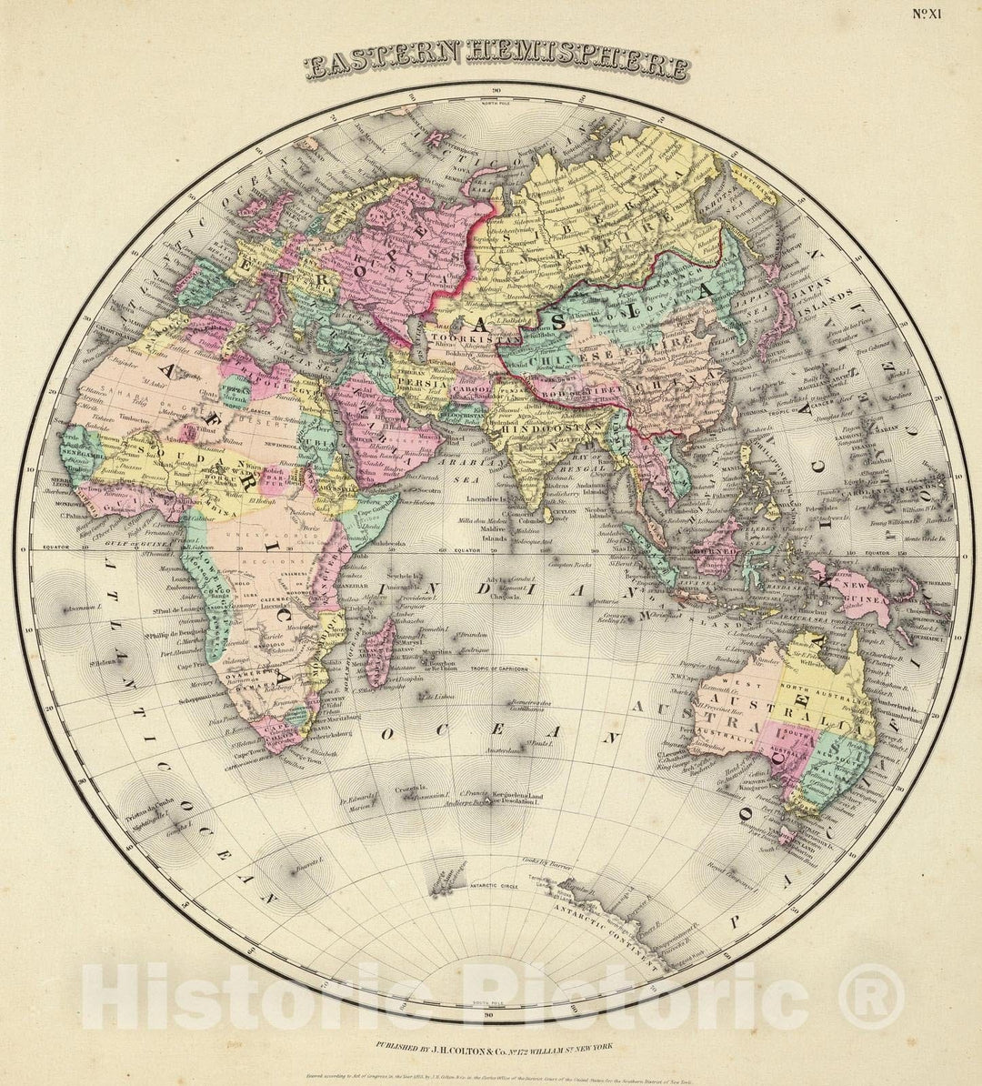 Historic Map : 1856 Eastern Hemisphere. - Vintage Wall Art