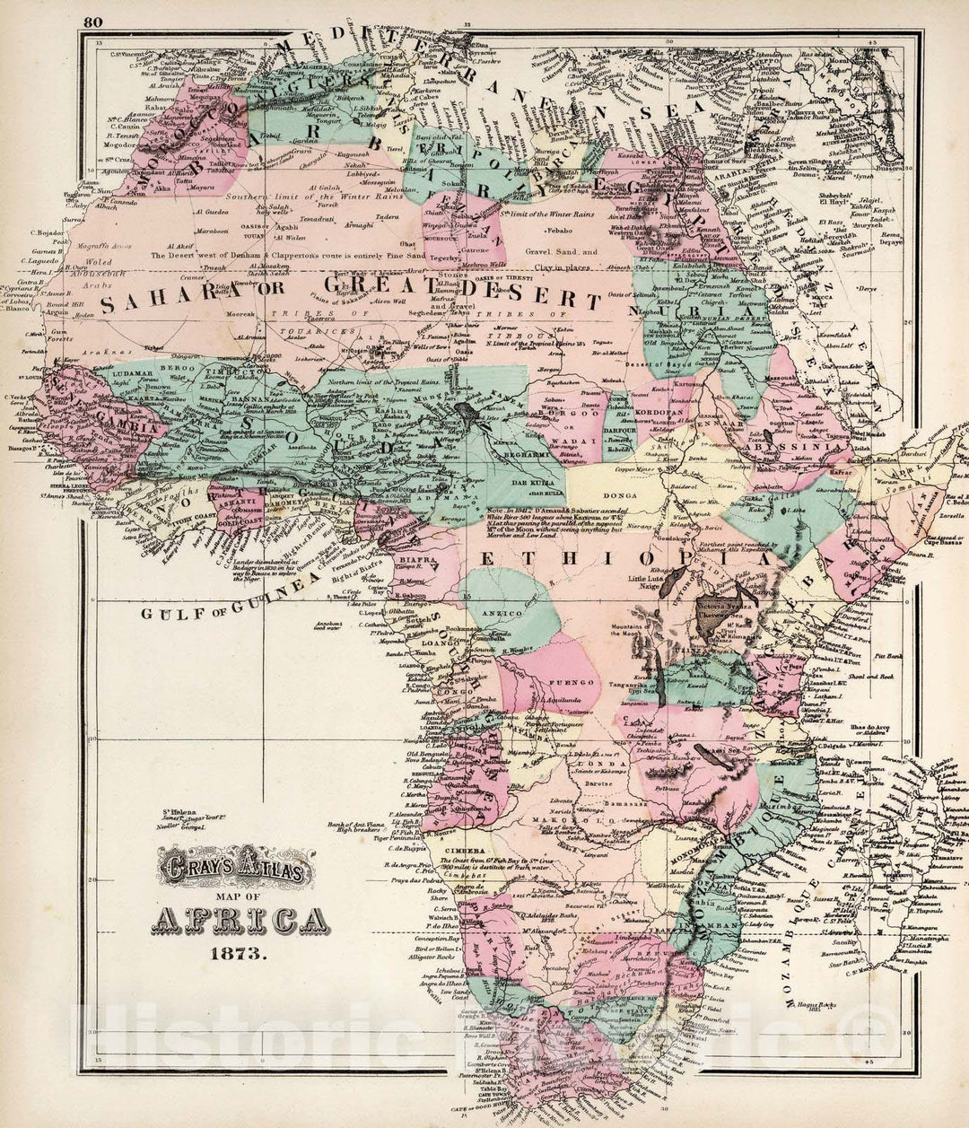 Historic Map : 1873 Africa. v2 - Vintage Wall Art