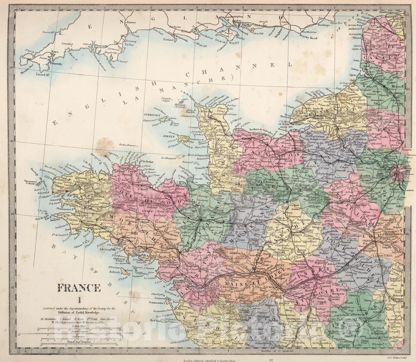 Historic Map : 1865 France I. - Vintage Wall Art