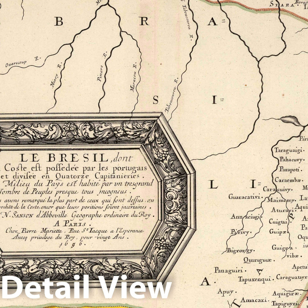 Historic Map : 1696 Brazil. - Vintage Wall Art