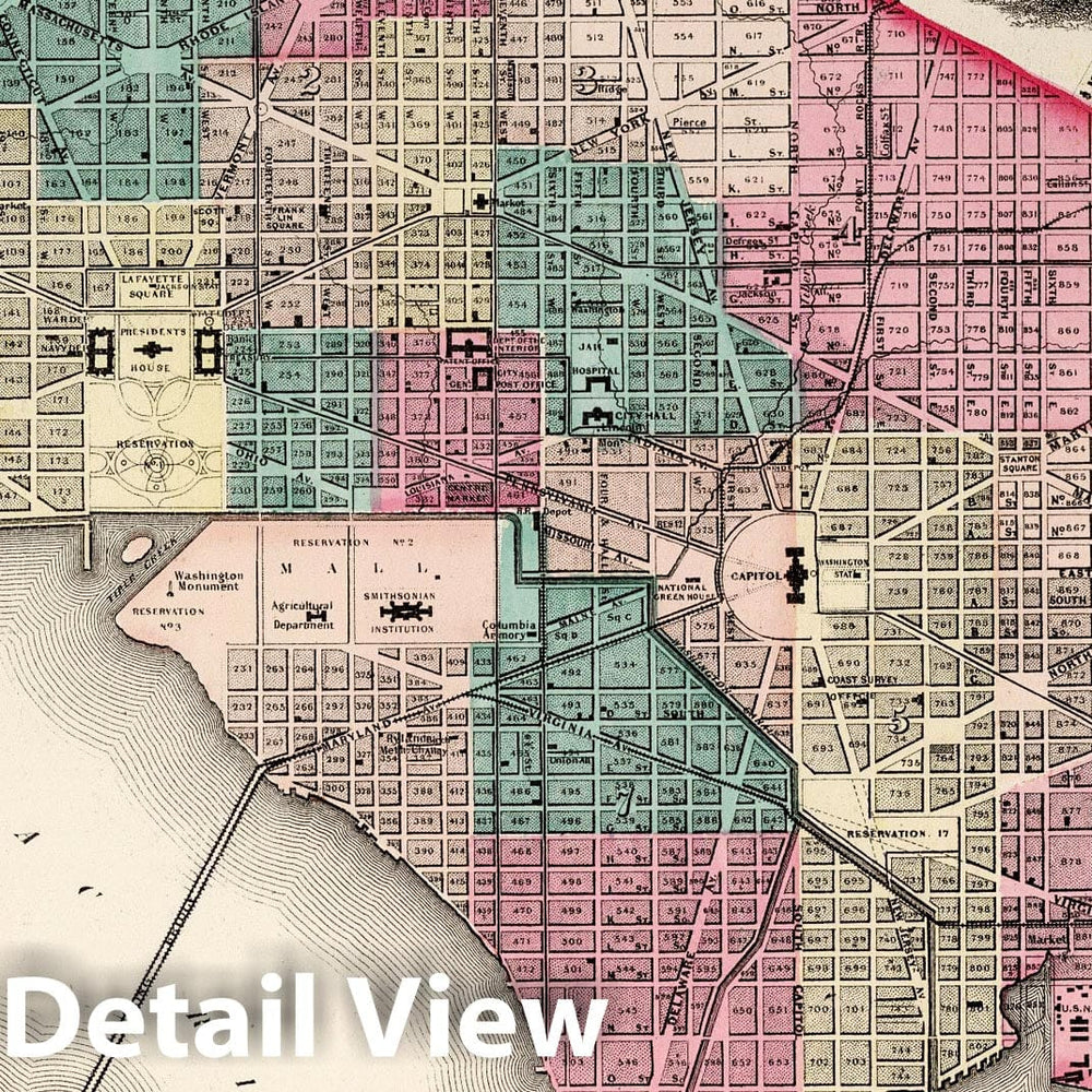 Historic Map : 1873 Washington D.C. - Vintage Wall Art