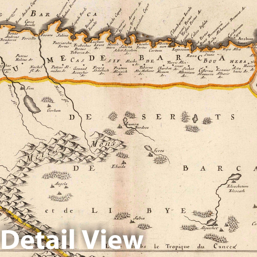 Historic Map : 1699 Kingdom and Desert of Barca (Libya) and Egypt. - Vintage Wall Art