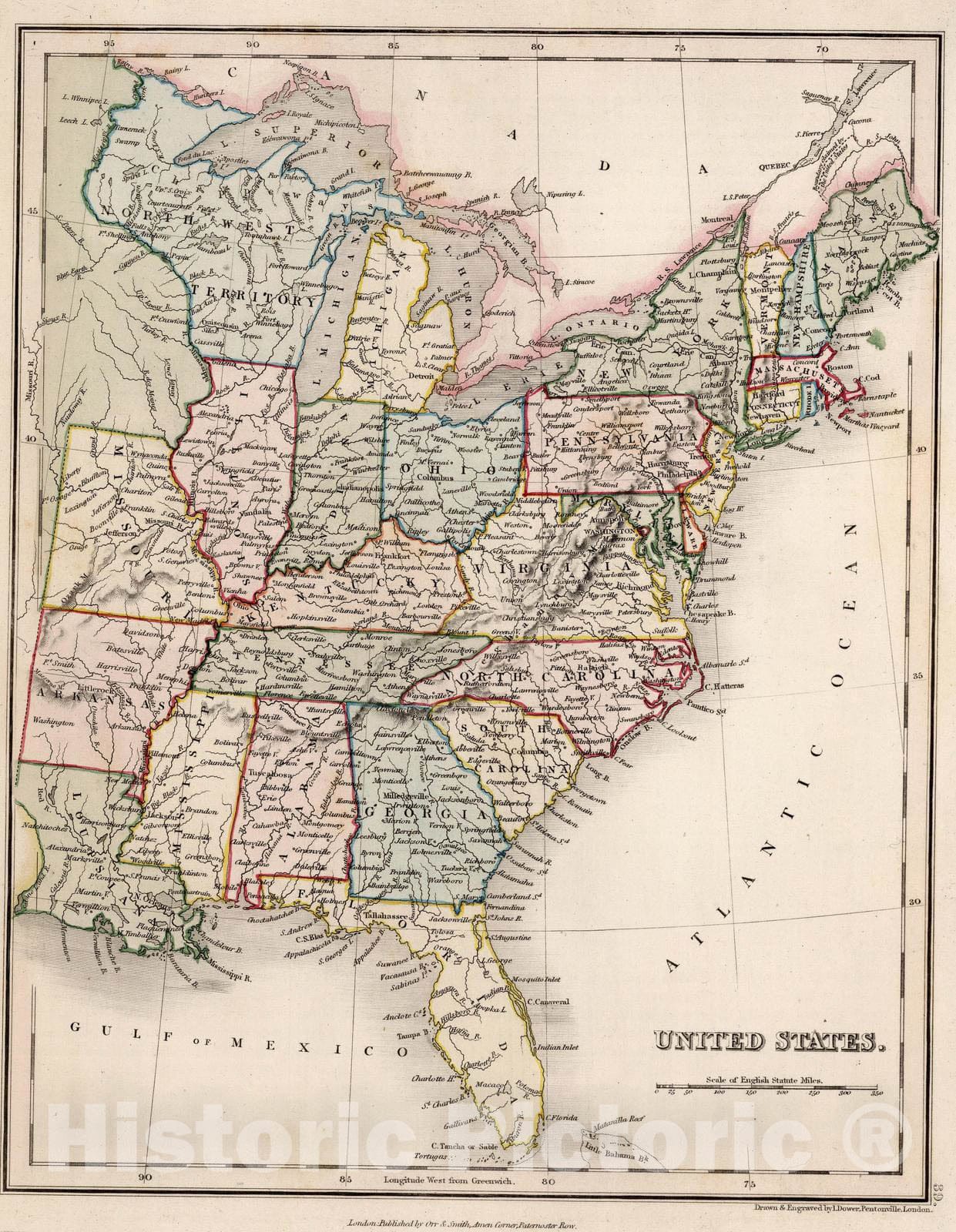 Historic Map : 1832 United States. - Vintage Wall Art