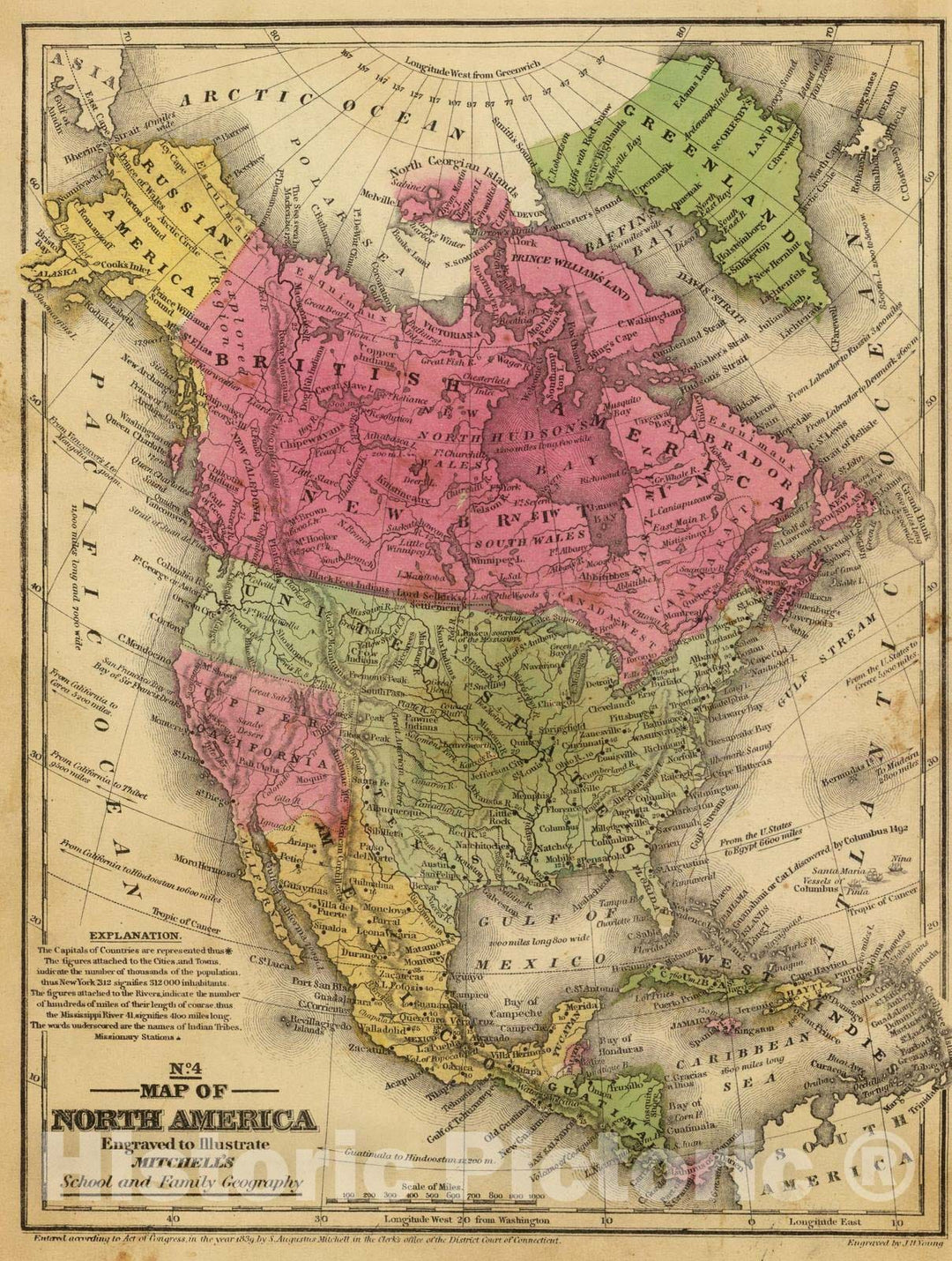 Historic Map : School Atlas - 1847 North America. - Vintage Wall Art