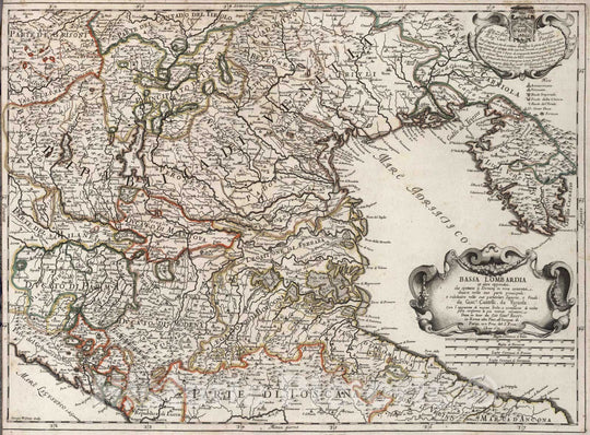 Historic Map : Italy, Lombardy (Italy), Europe 1681 Bassa Lombardia et altre appendici , Vintage Wall Art