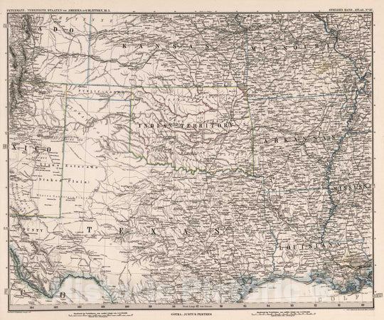 Historic Map : United States, South Central States 1881 Vereinigte Staaten von Amerika in 6 Blattern, Blatt 5. (United Sates, Sheet 5). , Vintage Wall Art