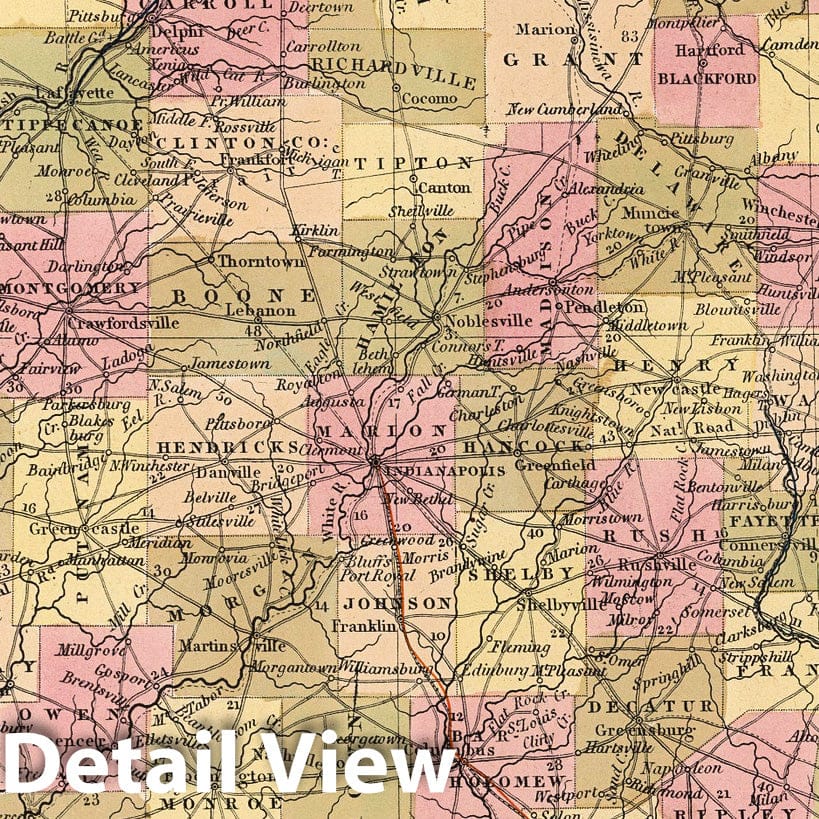 Historic Map : 1850 Indiana. - Vintage Wall Art