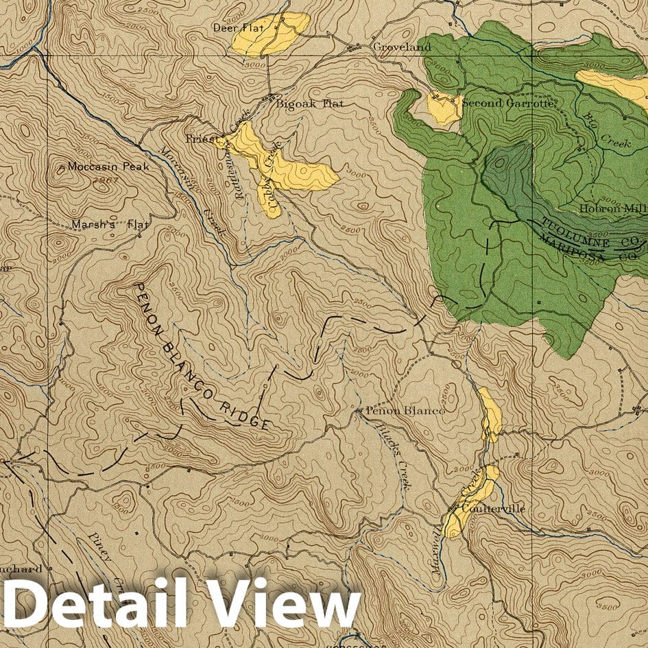 Historic Map : Geologic Atlas - 1900 Plate CXV. Sonora Quadrangle, California. Land Classification and Density of Standing Timber. - Vintage Wall Art