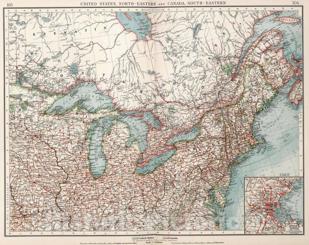 Historic Map : 1900 United States, North - Eastern and Canada, South - Eastern - Vintage Wall Art