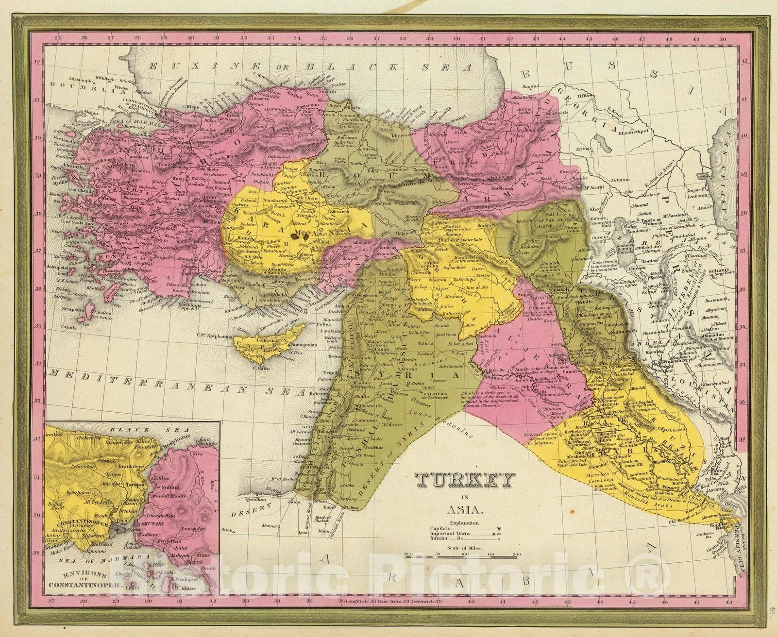 Historic Map : 1846 Turkey in Asia. - Vintage Wall Art