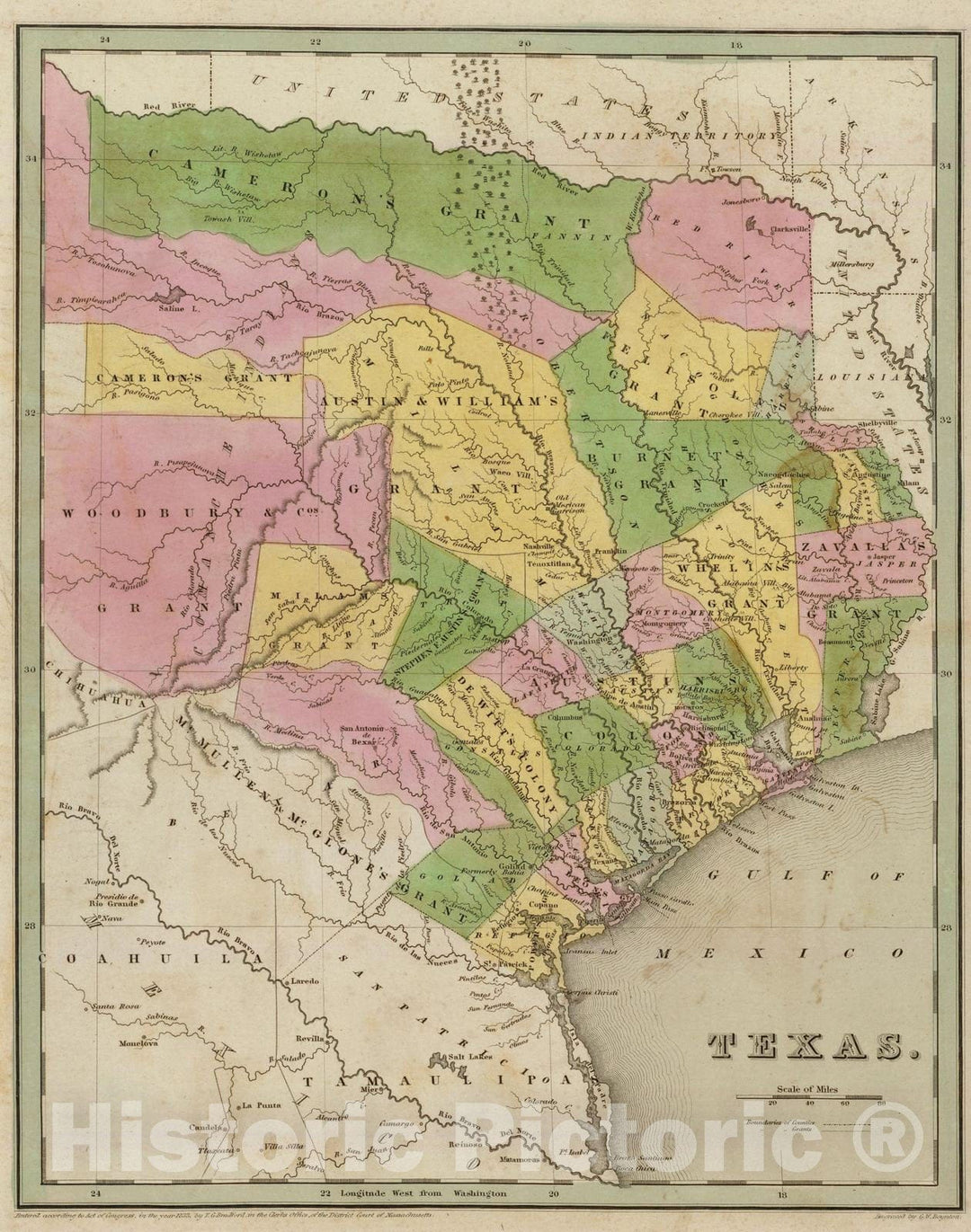 Historic Map : 1841 Texas. - Vintage Wall Art