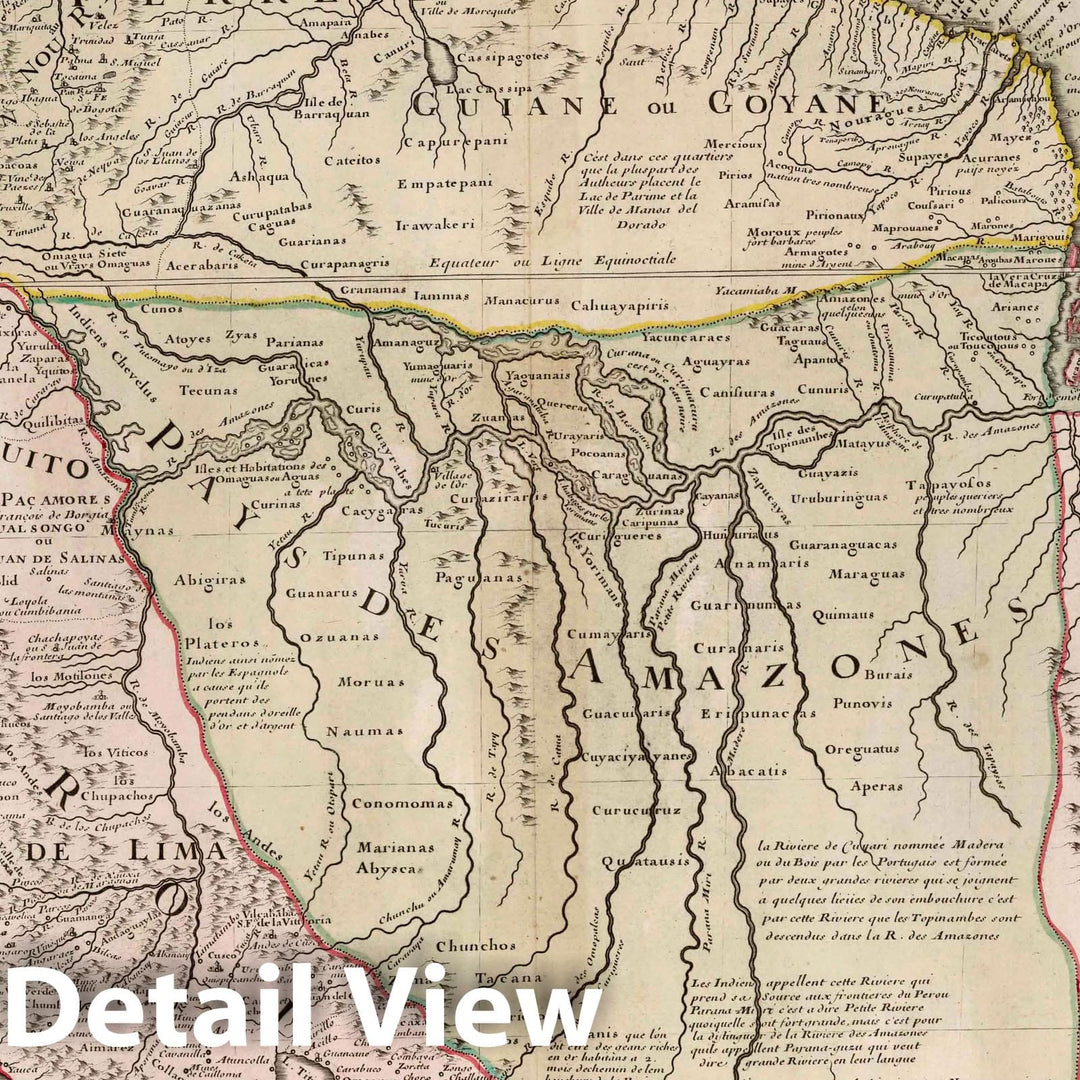 Historic Map : Peru, , South America 1703 Carte de la Terre Ferme, du Perou, du Bresil et du Pays des Amazones , Vintage Wall Art