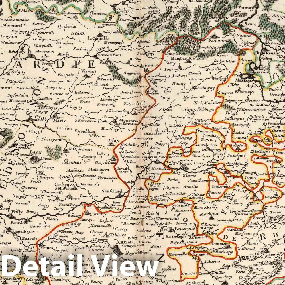 Historic Map : Champagne , France 1695 Gouvernement General de Champagne (northern sheet). , Vintage Wall Art