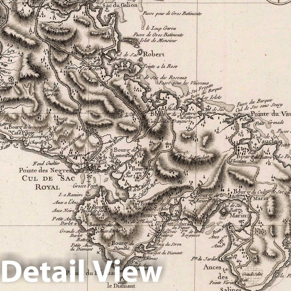 Historic Map : Martinique, 1762 Carte de l'Isle de la Martinique. , Vintage Wall Art