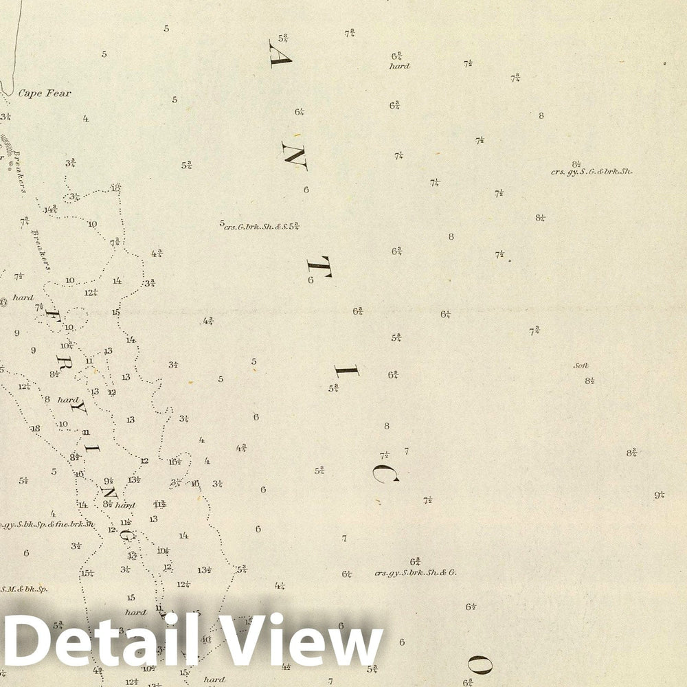 Historic Map : Chart Atlas - 1851 Frying-Pan Shoals, Cape Fear River - Vintage Wall Art