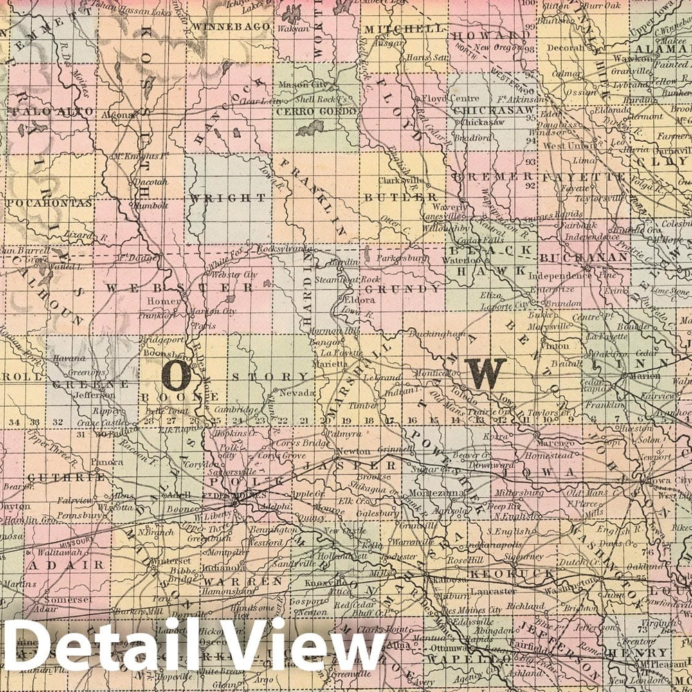 Historic Map : 1857 A New Map of the State of Iowa - Vintage Wall Art