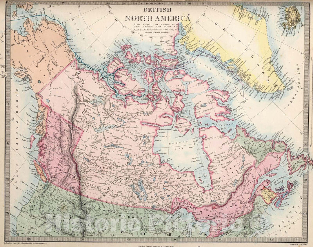 Historic Map : 1865 British North America. - Vintage Wall Art