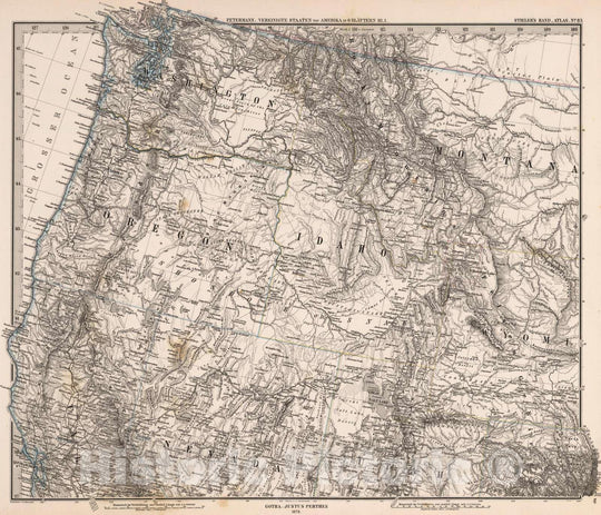 Historic Map : United States, Northwestern States 1879 Vereinigte Staaten von Amerika in 6 Blattern, Blatt 1. (United Sates, Sheet 1). , Vintage Wall Art