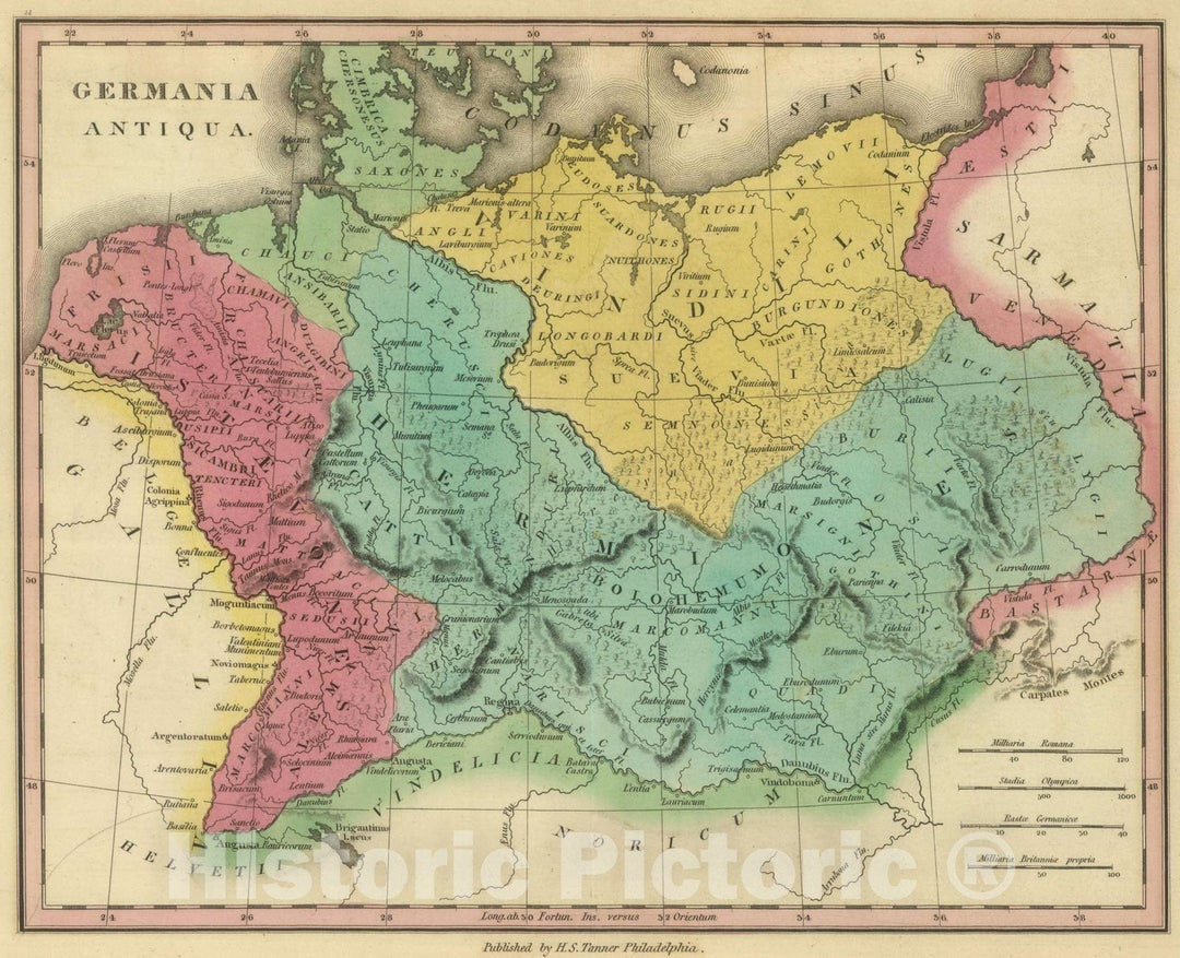 Historic Map : Germany; Poland, 1826 Germania Antiqua. (1826) , Vintage Wall Art