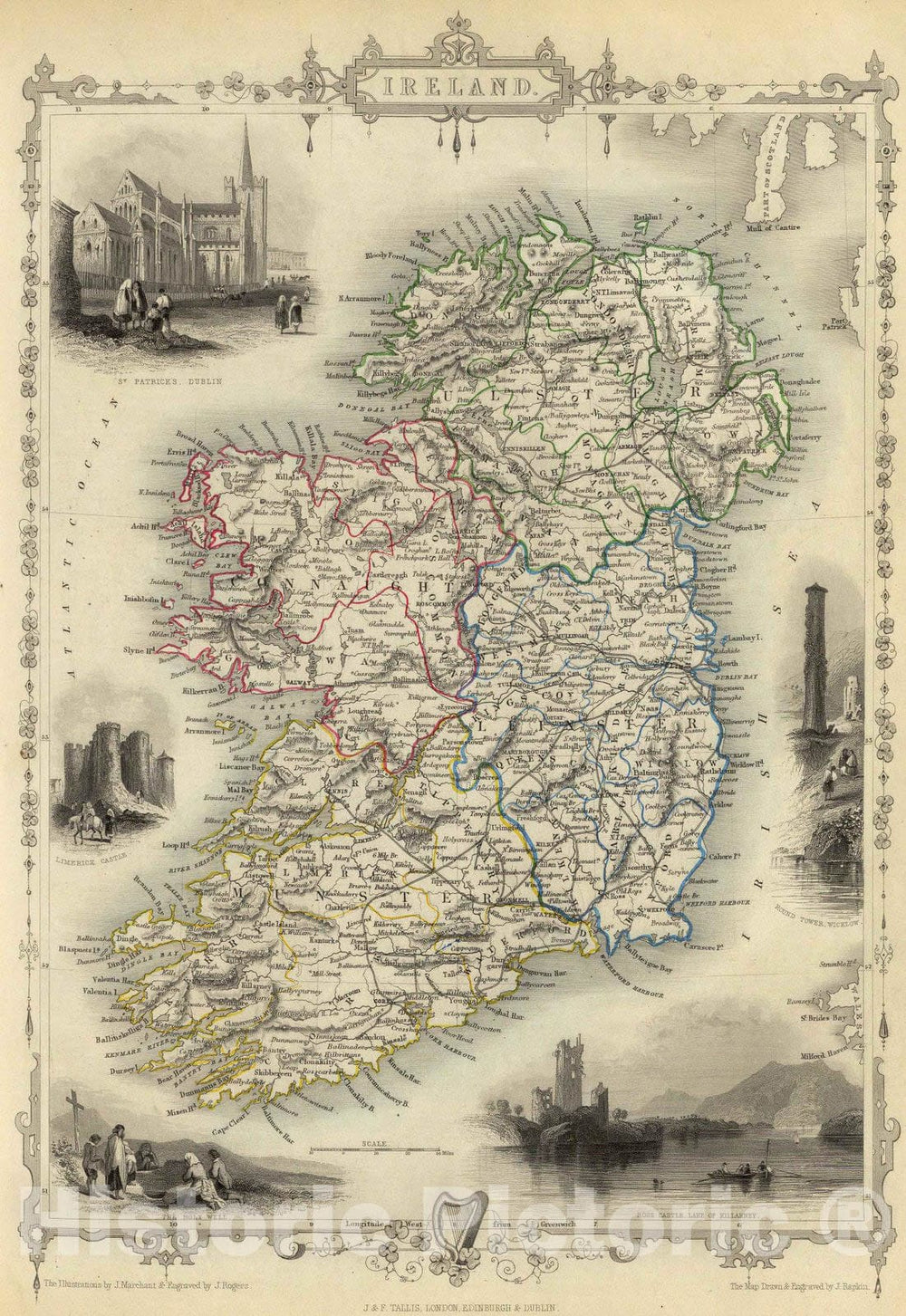 Historic Map - 1851 Ireland, Atlas - Vintage Wall Art