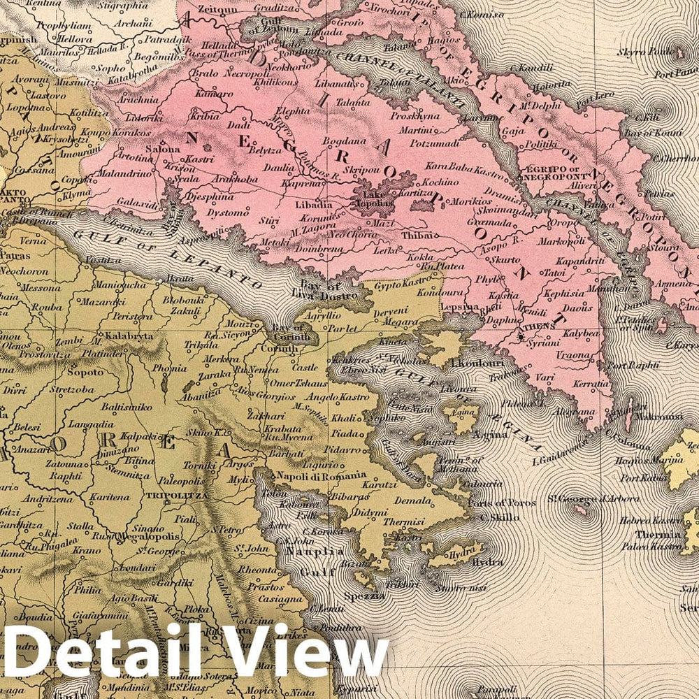 Historic Map : 1850 Greece. - Vintage Wall Art