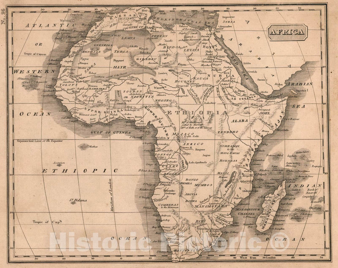 Historic Map : School Atlas - 1822 Africa - Vintage Wall Art