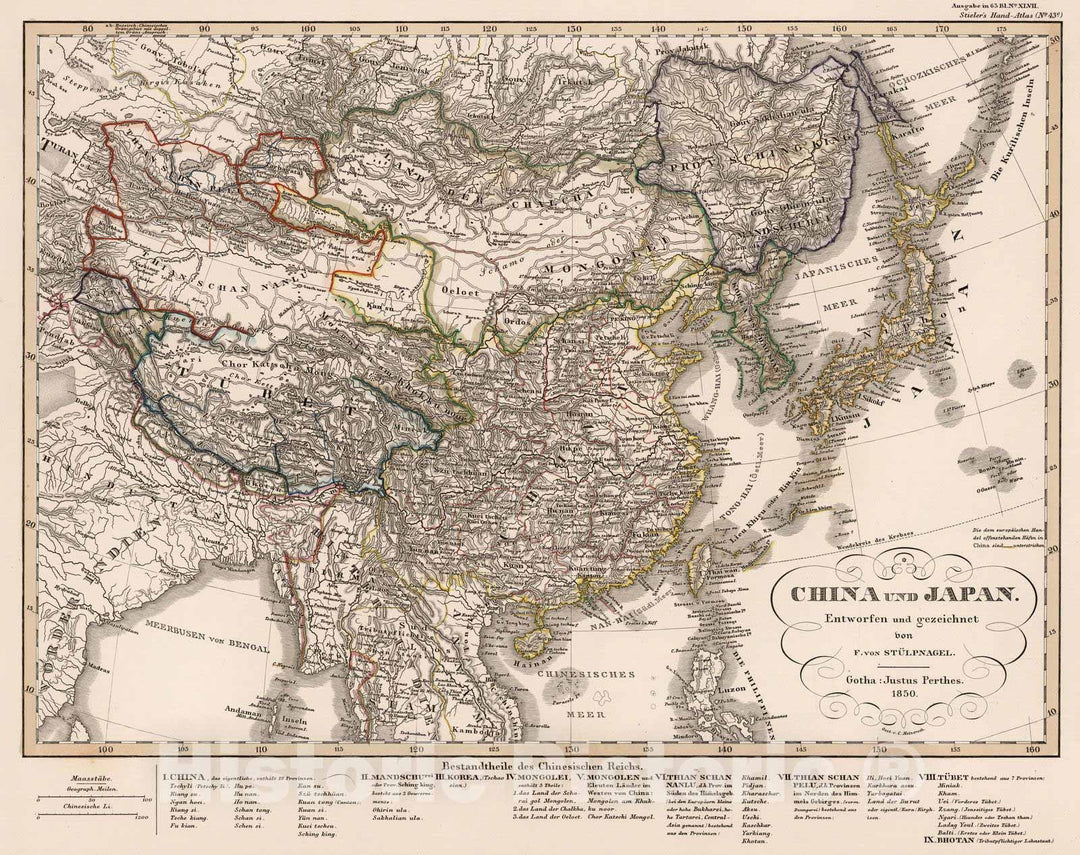 Historic Map : China, 1850 China und Japan. (China and Japan). v2 , Vintage Wall Art