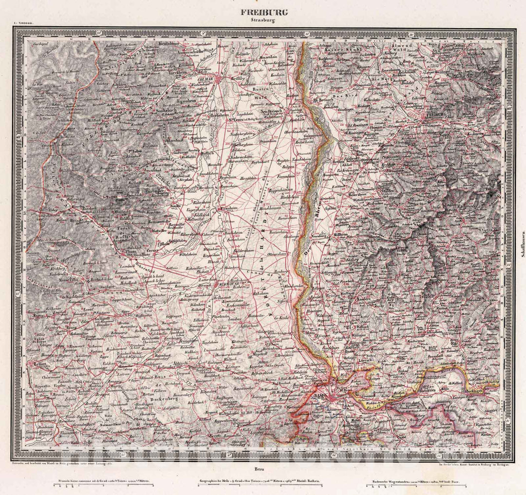 Historic Wall Map : Germany, , Europe 1831 Freiburg , Vintage Wall Art