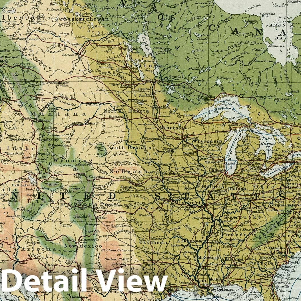 Historic Map : Statistical Atlas - 1907 North America - General Commercial Chart. (Base Map includes Vegetation). - Vintage Wall Art