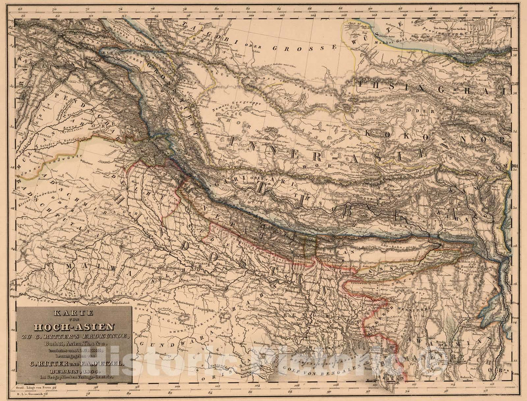 Historic Map : 1833 Map of High Asia. v2 - Vintage Wall Art