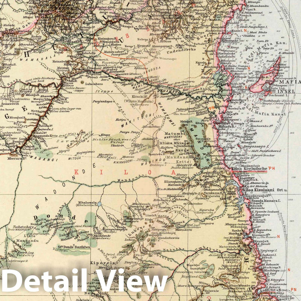 Historic Map : Tanzania, 1897 Nr. 22. Ostafrikanisches Schutzgebiet in 4 Blaettern, Blatt 4. (East African reserve in 4 sheets, sheet 4.) , Vintage Wall Art