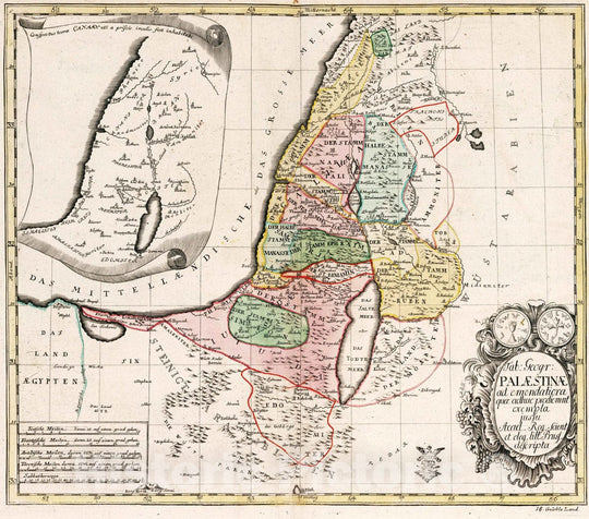 Historic Map : Palestine, Holy Land, Asia 1753 Tabula Geographica Palaestinae , Vintage Wall Art