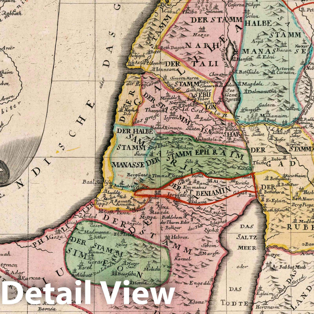 Historic Map : Palestine, Holy Land, Asia 1753 Tabula Geographica Palaestinae , Vintage Wall Art