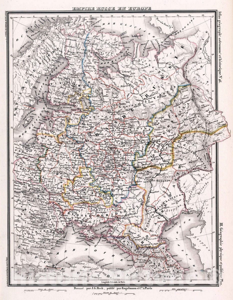 Historic Map : Russia, 1834 46. Empire Russe en Europe. , Vintage Wall Art