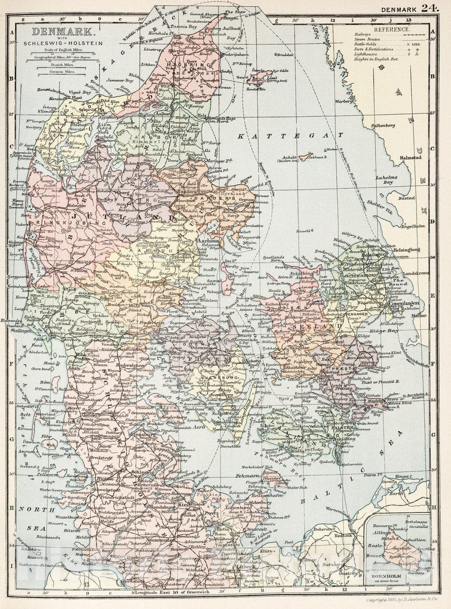 Historic Map : 1892 Denmark 24 - Vintage Wall Art