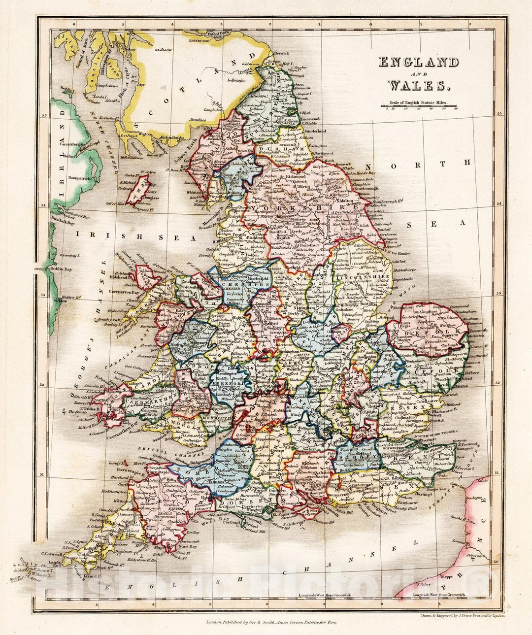 Historic Map : 1832 England & Wales : Vintage Wall Art