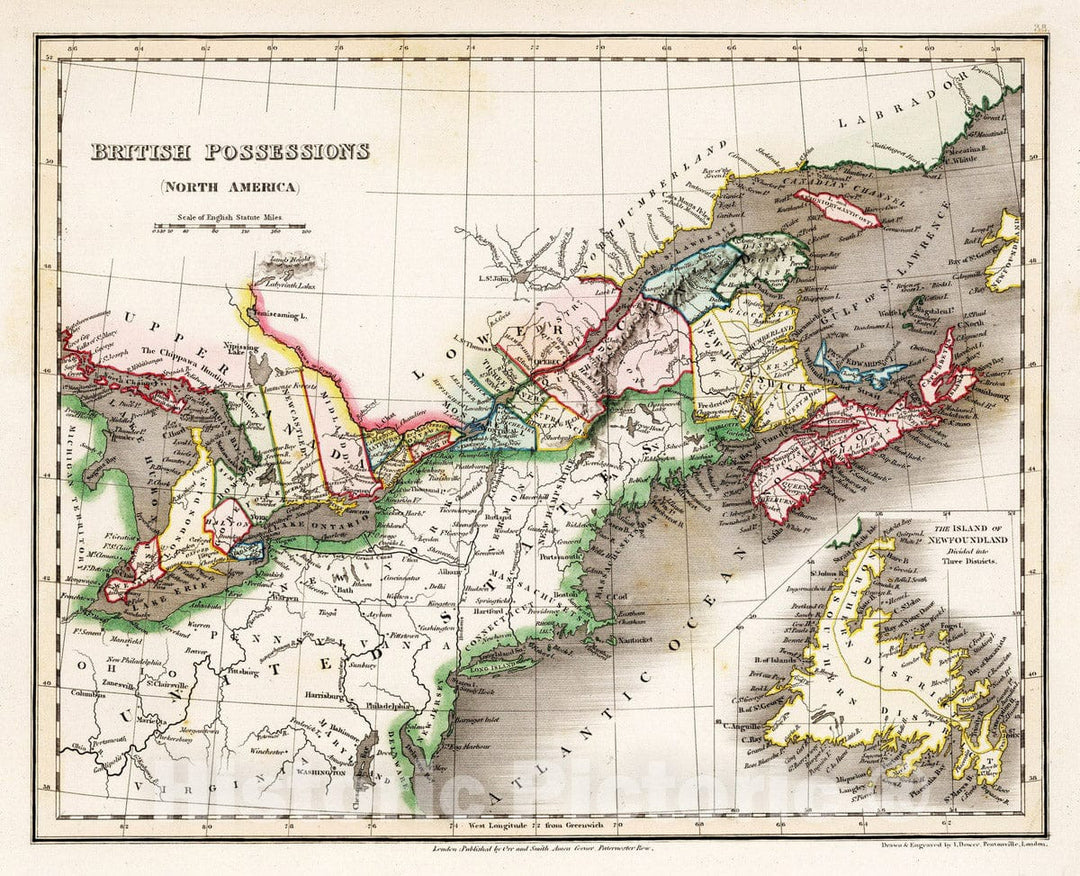 Historic Map : 1832 British Possessions, North America. - Vintage Wall Art