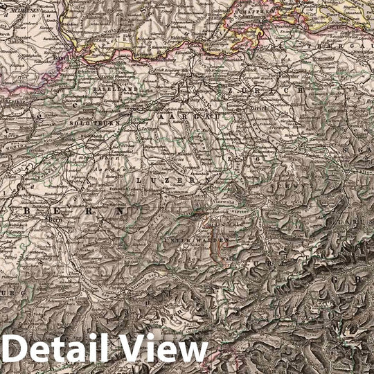 Historic Map : 1879 Sud-West Deutchland und Schweiz. (Southwest Germany and Switzerland - Southern Sheet). - Vintage Wall Art