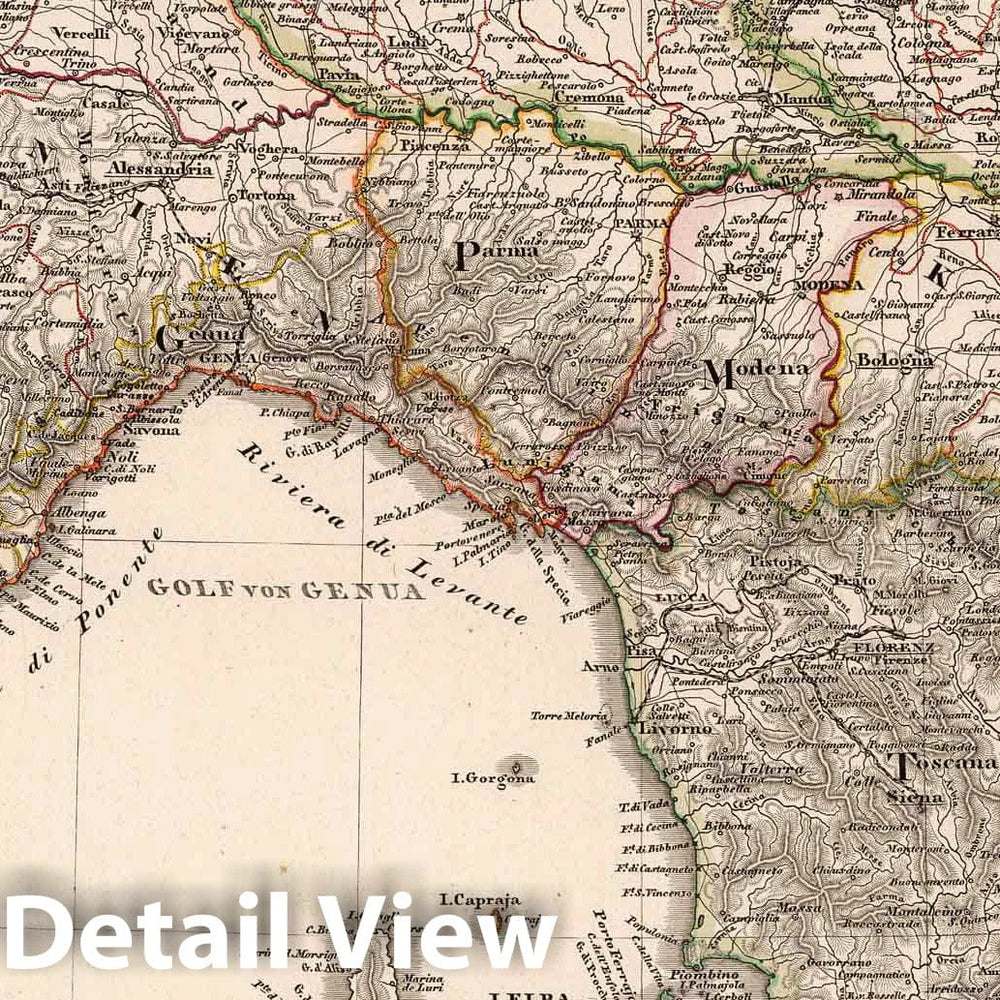 Historic Map : 1853 Noerdliches Italien. (Northern Italy). - Vintage Wall Art