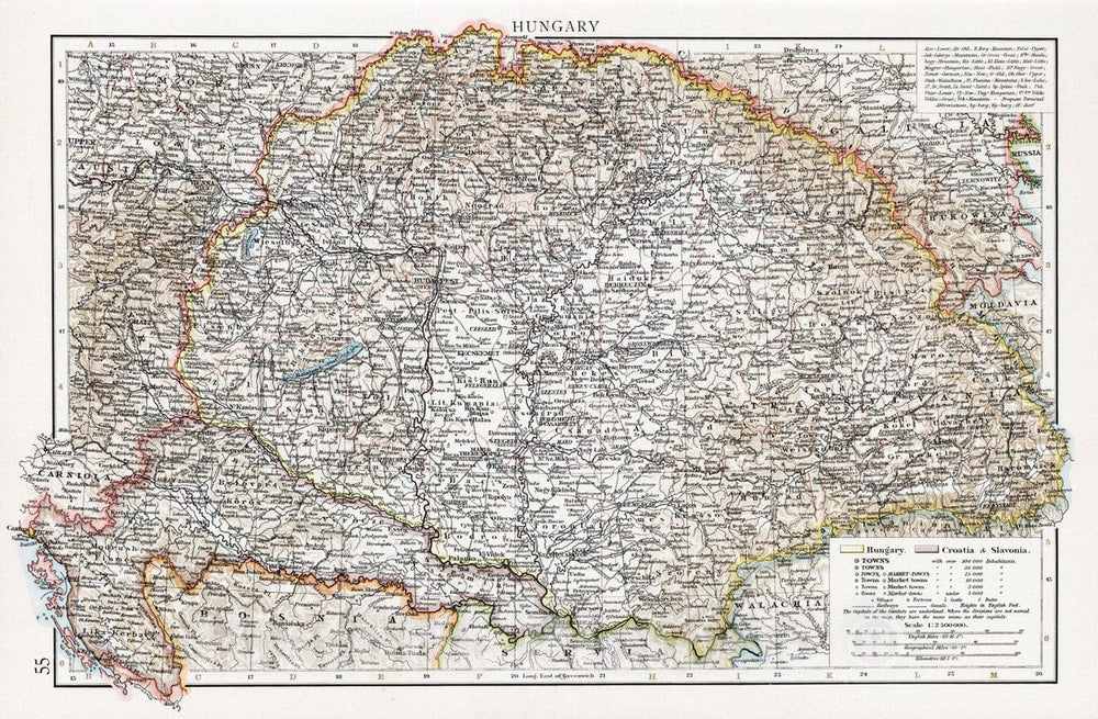 Historic Map - World Atlas - 1900 Hungary - Vintage Wall Art