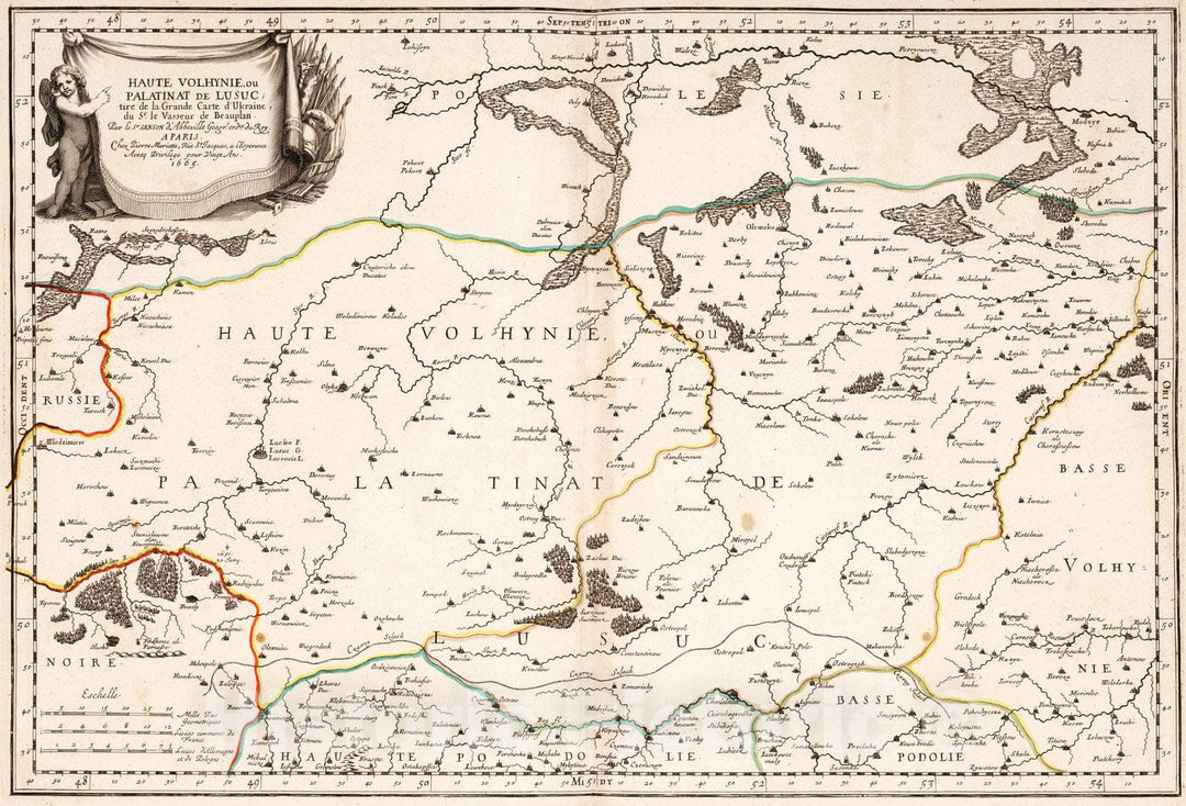 Historic Map : Ukraine, 1665 Volyn, Ukraine. , Vintage Wall Art