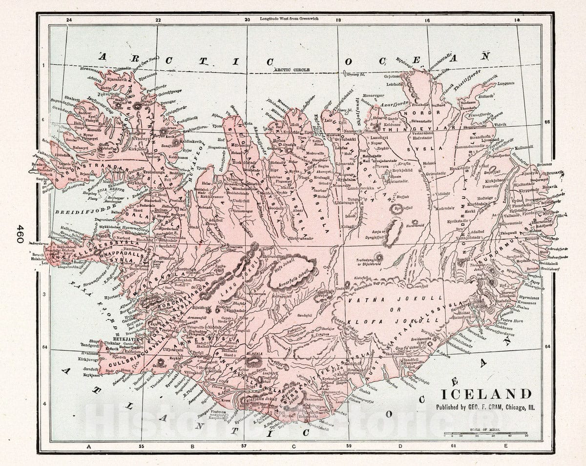 Historic Map : 1901 Iceland - Vintage Wall Art