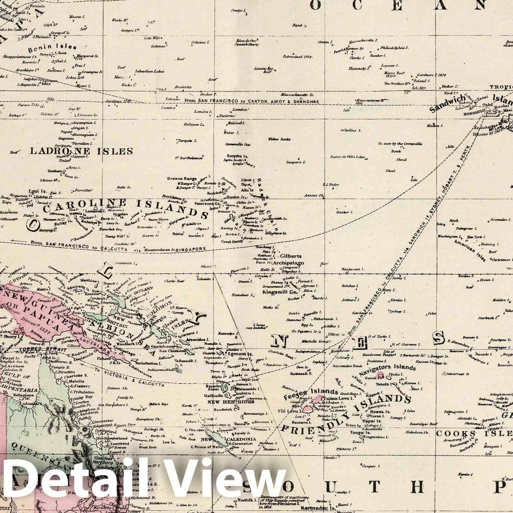 Historic Map : Oceanica, Pacific 1874 Oceanica. , Vintage Wall Art