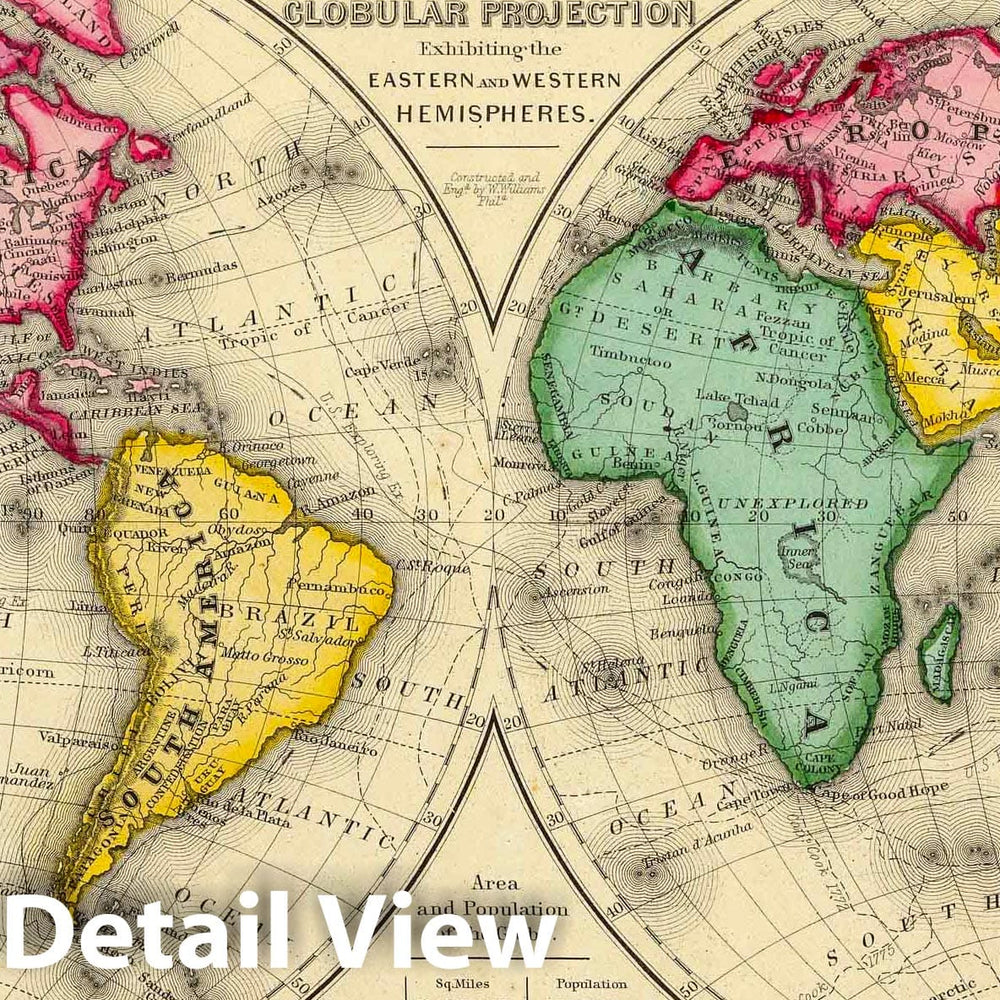 Historic Map : 1860 Map Of The World on the Globular Projection. - Vintage Wall Art