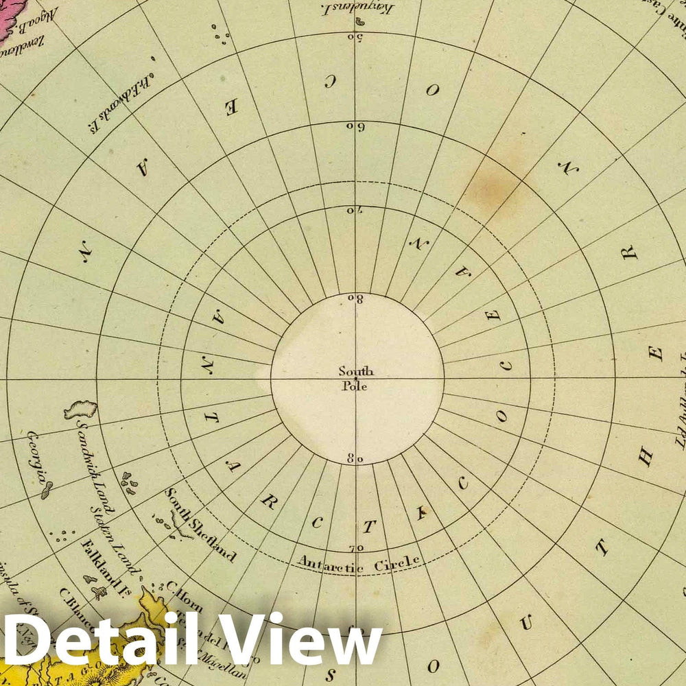 Historic Map : 1840 Southern Hemisphere. - Vintage Wall Art