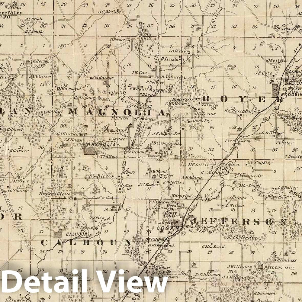 Historic Map : 1875 Map of Harrison County, State of Iowa. - Vintage Wall Art