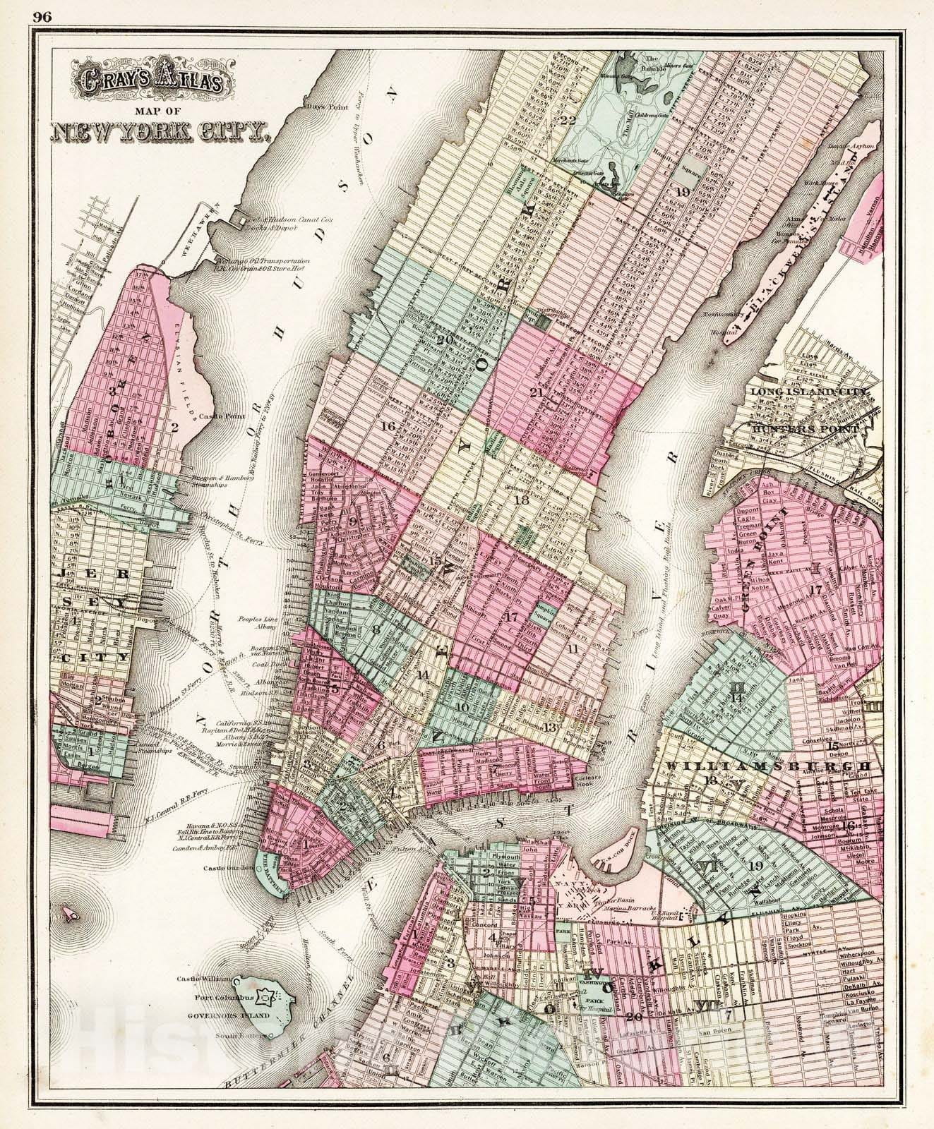 Historic Map : 1873 New York City : Vintage Wall Art