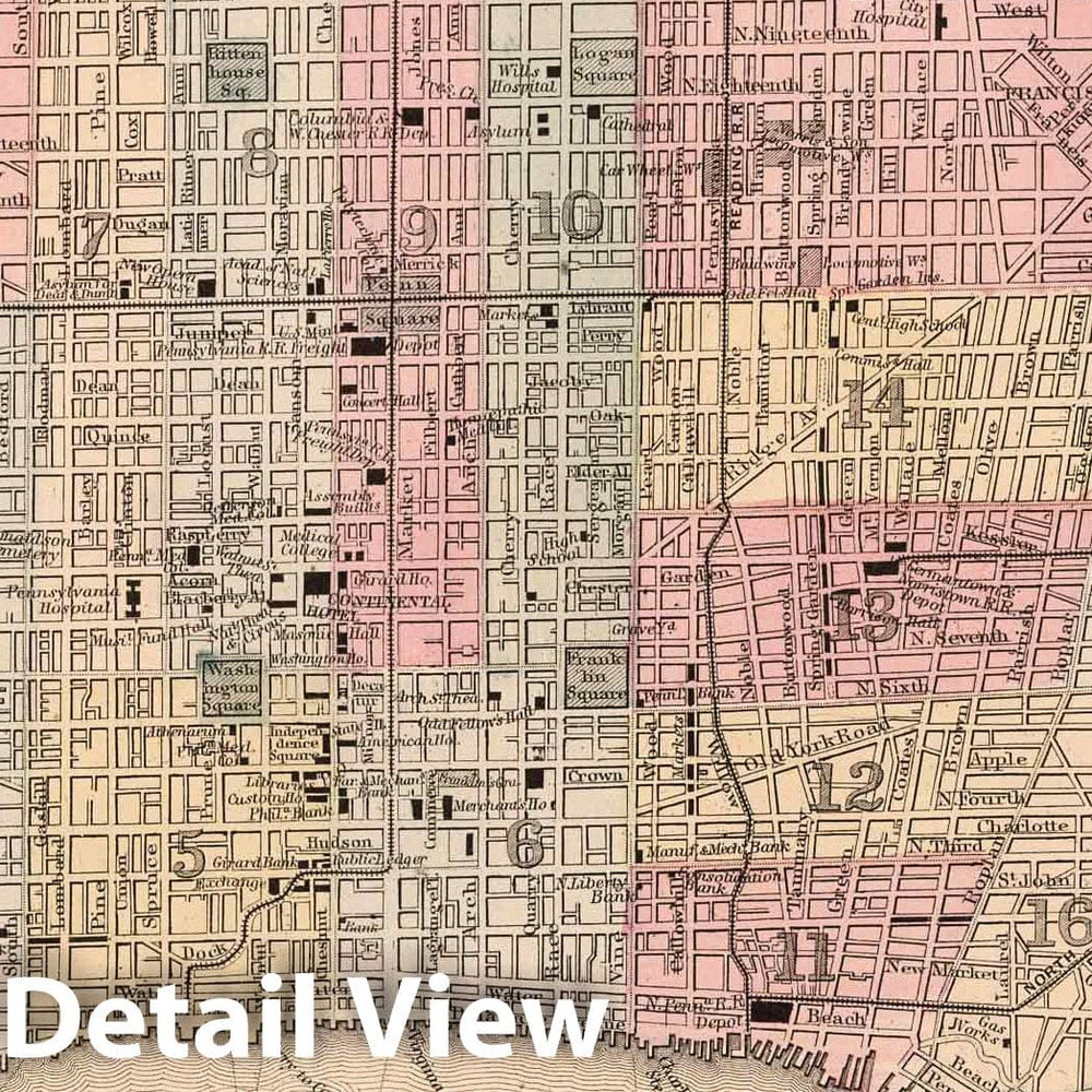 Historic Map : 1868 Plan of Philadelphia - Vintage Wall Art