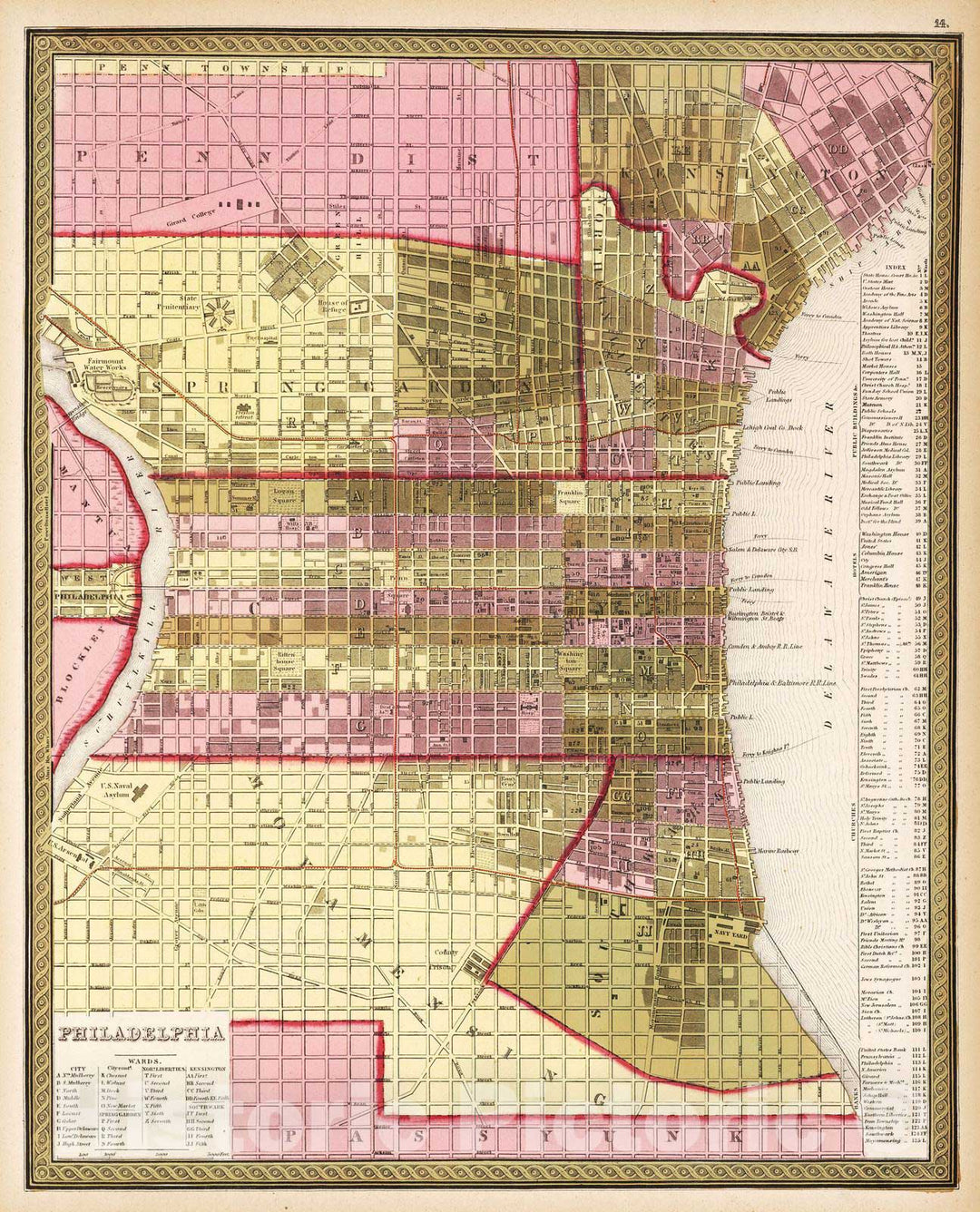 Historic Map : 1850 Philadelphia. - Vintage Wall Art